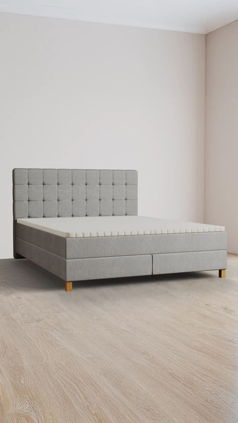 Grijs tweepersoons boxspringbed 180x200 cm