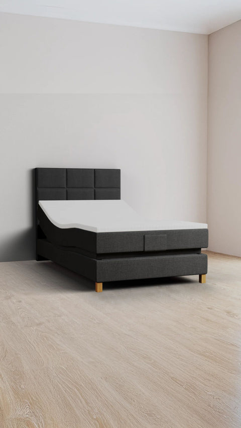 Antraciet eenpersoons boxspringbed 90x200 cm