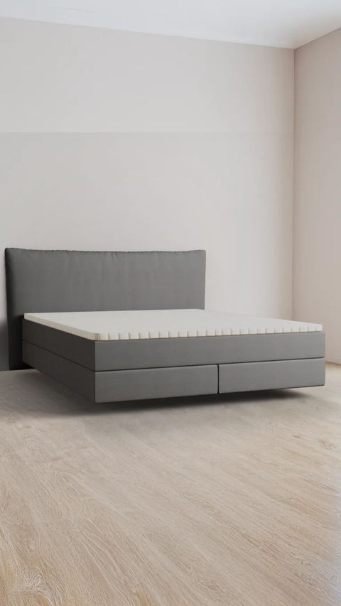 Grijs tweepersoons boxspringbed 180x220 cm