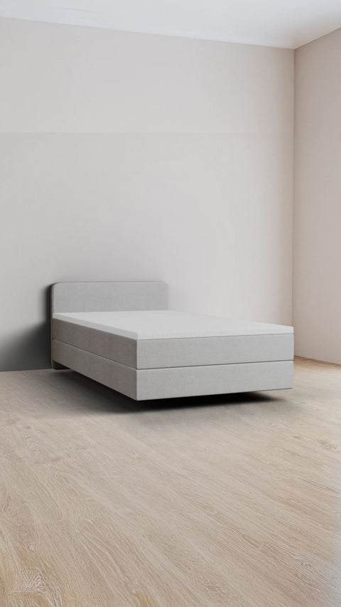 Grijs eenpersoons boxspringbed 140x200 cm