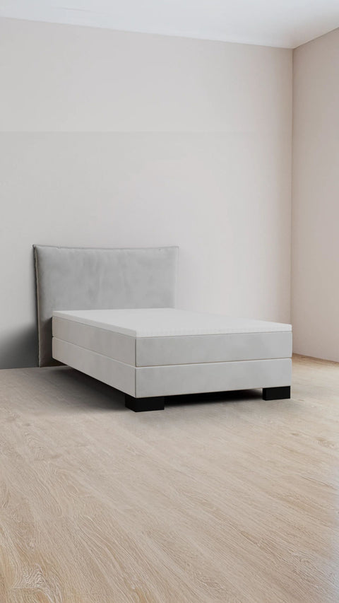 Lichtgrijs eenpersoons boxspringbed 120x200 cm