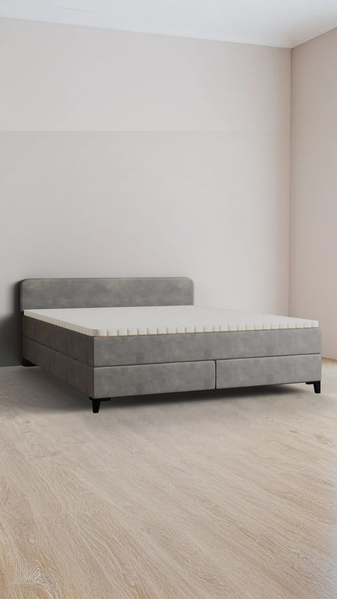 Grijs tweepersoons boxspringbed 180x200 cm