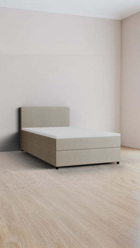 Beige eenpersoons boxspringbed 140x200 cm