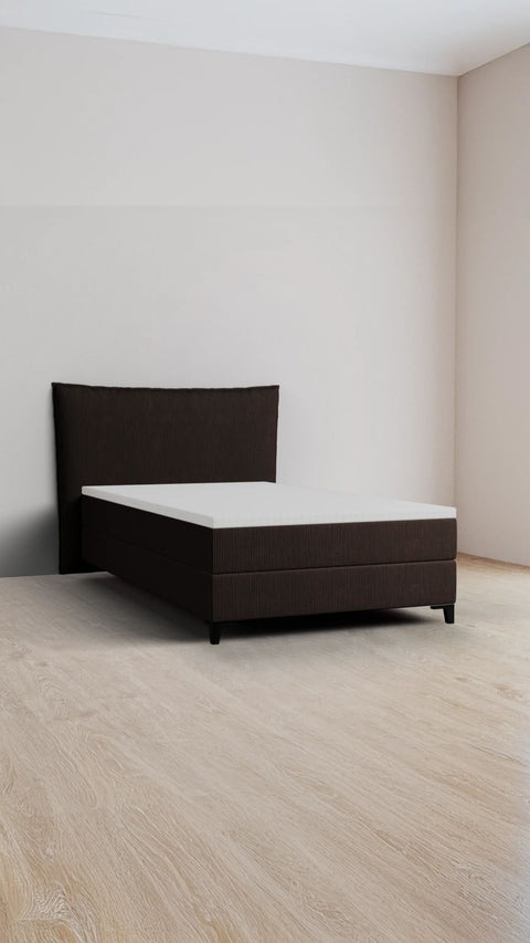 Bruin eenpersoons boxspringbed 90x200 cm