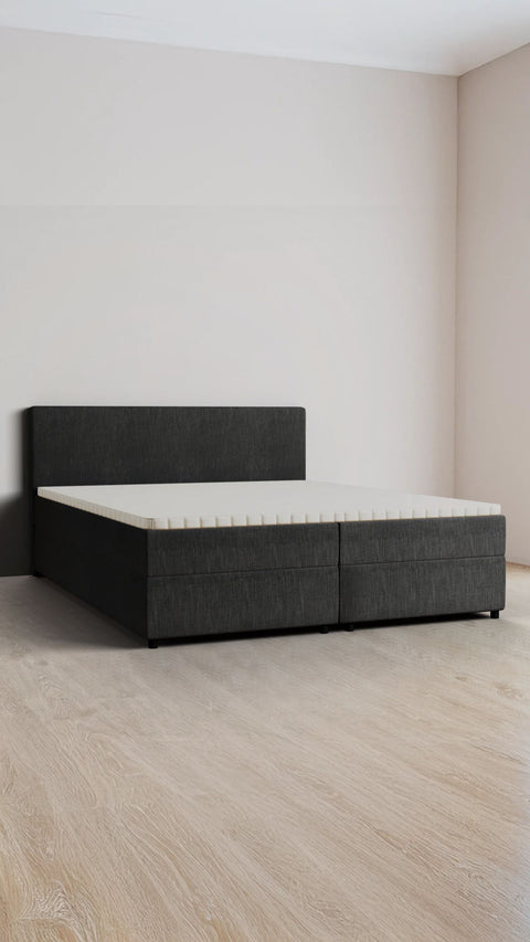 Anthracite double boxspring bed 160x200 cm