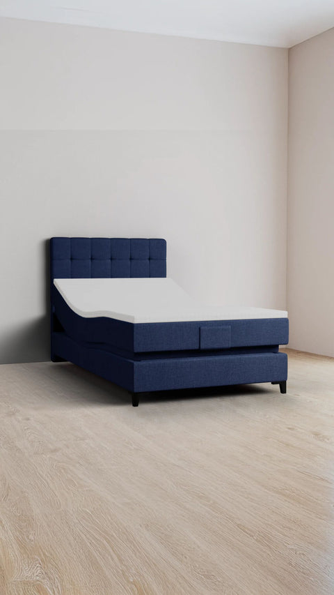 Blauw eenpersoons boxspringbed 120x200 cm