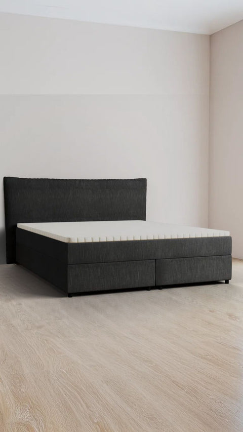 Antraciet tweepersoons boxspringbed 180x220 cm