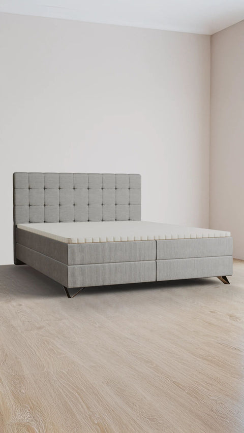 Beige tweepersoons boxspringbed 200x200 cm