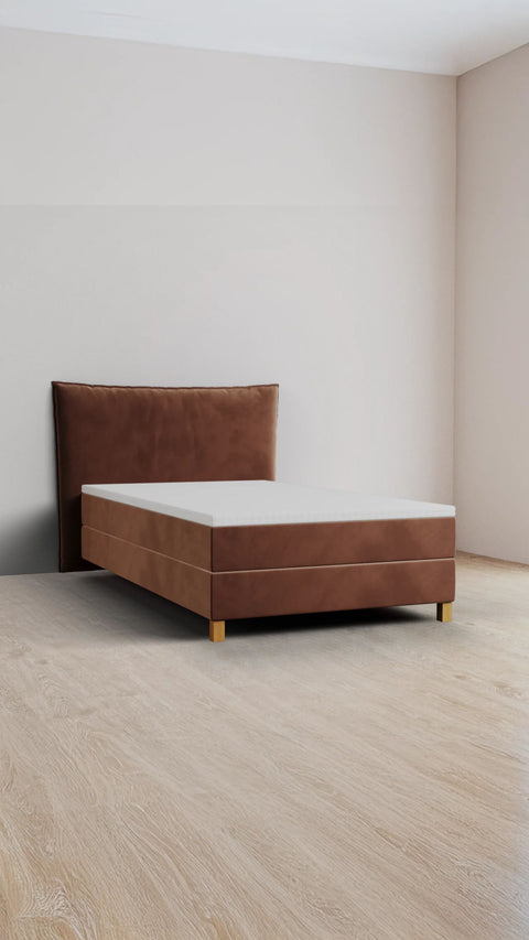 Bruin eenpersoons boxspringbed 140x200 cm