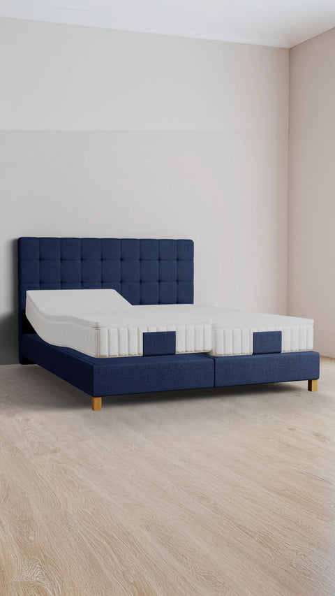 Blauw tweepersoons boxspringbed 160x200 cm