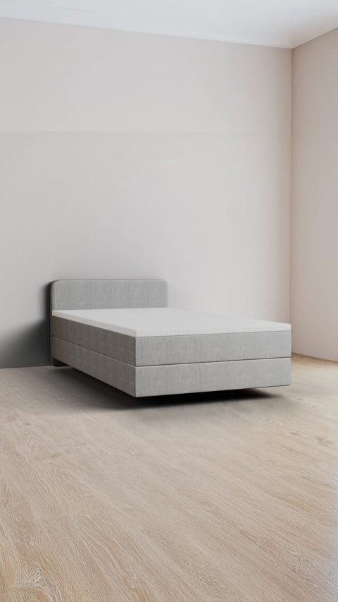 Grijs eenpersoons boxspringbed 140x200 cm