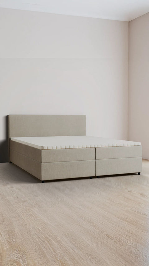 Beige double boxspring bed 180x200 cm