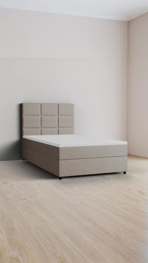 Beige eenpersoons boxspringbed 140x200 cm