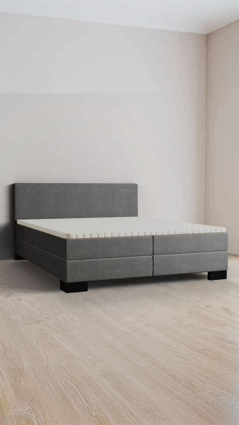 Grijs tweepersoons boxspringbed 160x200 cm
