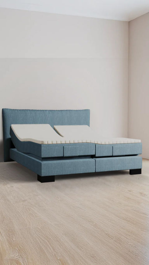 Blauw tweepersoons boxspringbed 180x220 cm