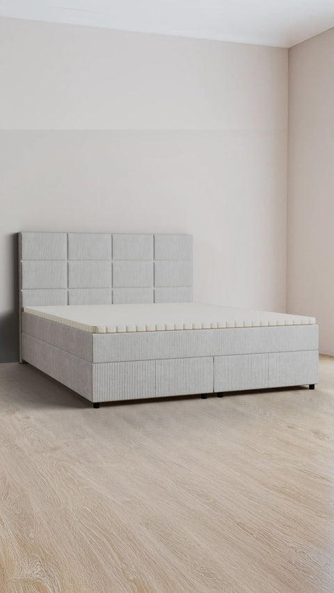 Beige tweepersoons boxspringbed 180x200 cm