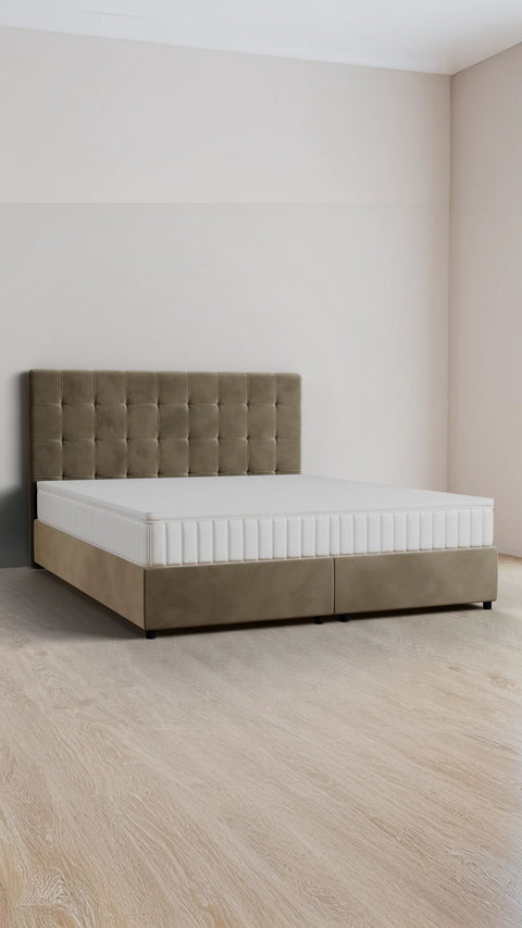 Taupe tweepersoons boxspringbed 180x200 cm