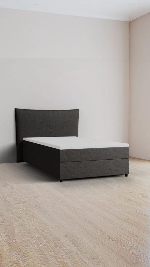 Grijs eenpersoons boxspringbed 120x220 cm