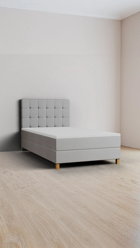 Lichtgrijs eenpersoons boxspringbed 90x200 cm