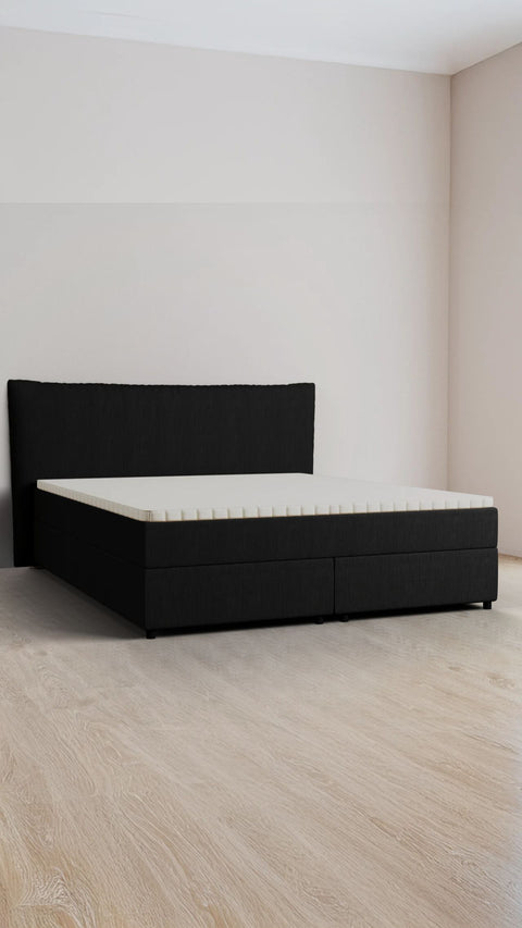 Zwart tweepersoons boxspringbed 180x220 cm