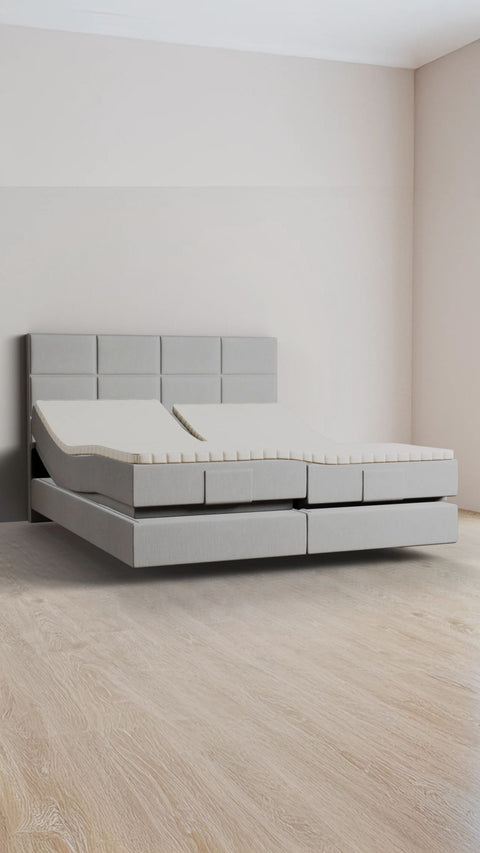 Grijs tweepersoons boxspringbed 180x210 cm
