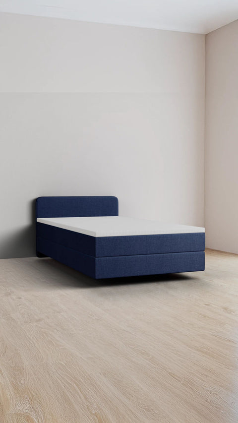 Blauw eenpersoons boxspringbed 100x190 cm