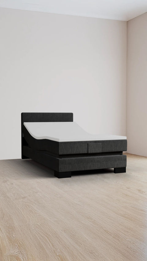 Antraciet eenpersoons boxspringbed 140x200 cm
