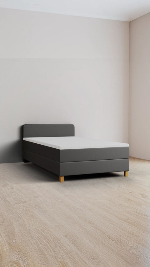 Grijs eenpersoons boxspringbed 90x200 cm