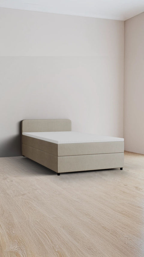 Beige eenpersoons boxspringbed 120x210 cm