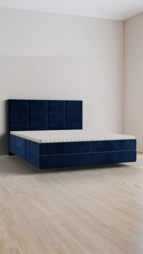 Donkerblauw tweepersoons boxspringbed 160x200 cm