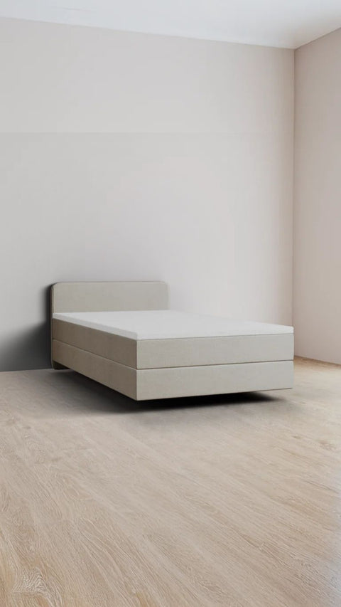 Beige eenpersoons boxspringbed 90x220 cm