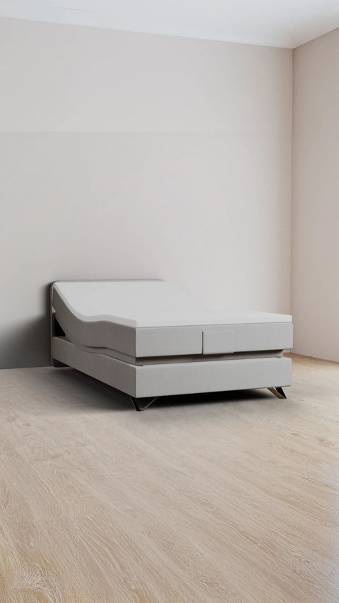 Beige eenpersoons boxspringbed 90x200 cm