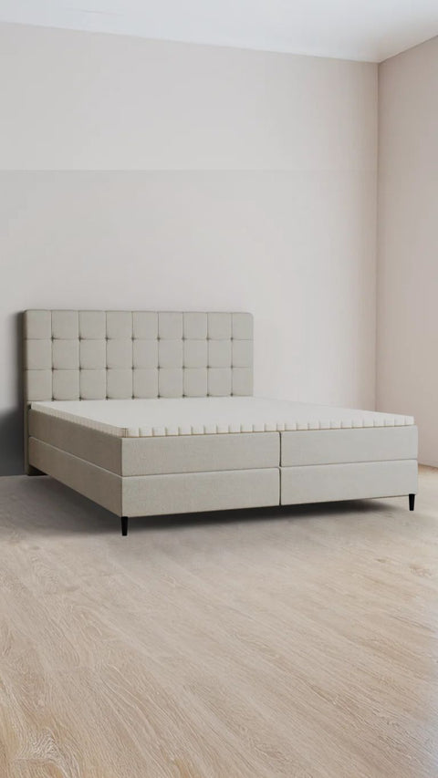 Beige double boxspring bed 180x210 cm