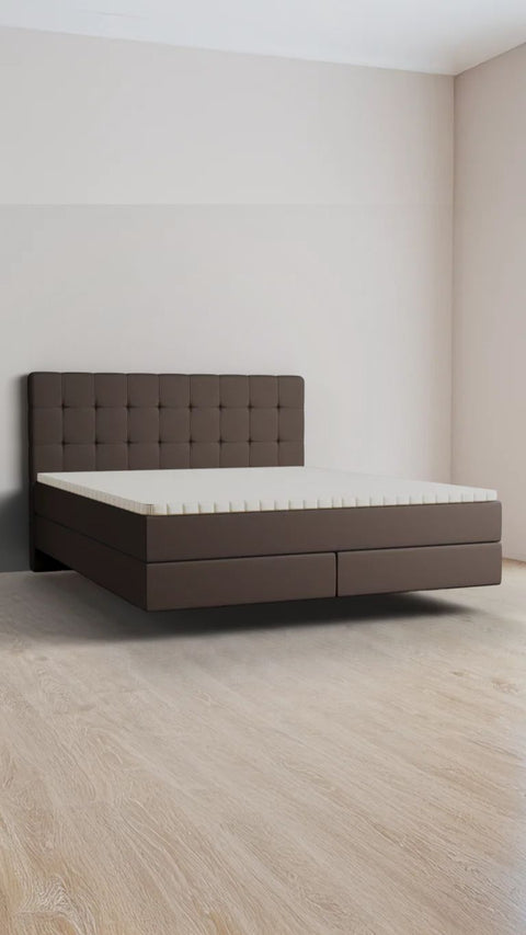 Brown double boxspring bed 180x210 cm
